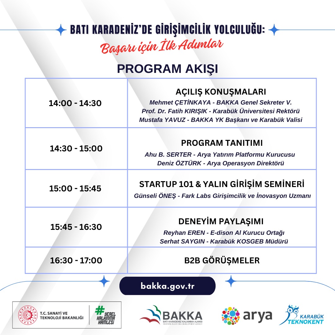 Batı Karadeniz’de Girişimcilik Yolculuğu: Başarı için İlk Adımlar Programı Açılış Seminerine Davetlisiniz! Galeri