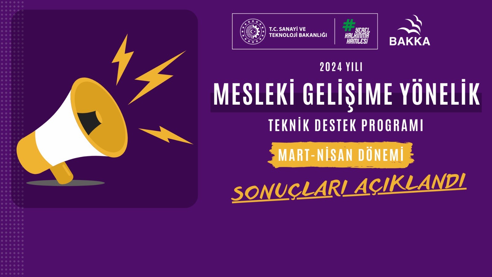 Mesleki Gelişime Yönelik Teknik Destek Programı Mart-Nisan Dönemi Sonuçları Açıklandı