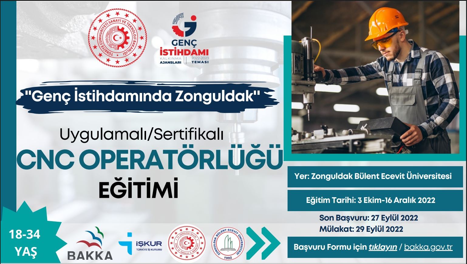 Zonguldak’ta CNC Operatörlüğü Eğitimi Başvuruları Başladı